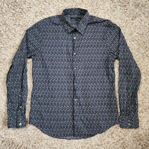 John Varvatos USA Men Sz M Flower Pattern Long Sleeve‎ Button Up Shirt